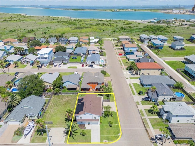 502 Corpus Christi Channel Prt, Aransas, TX 78373 - aerial view of residential area featuring a large body of water and property parcel outlined