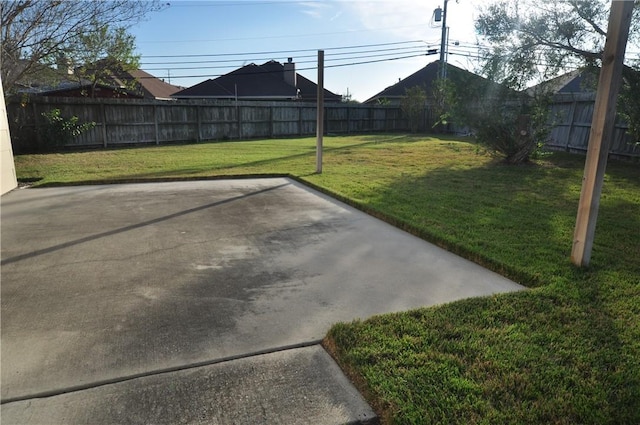 view of yard featuring a fenced backyard and a patio