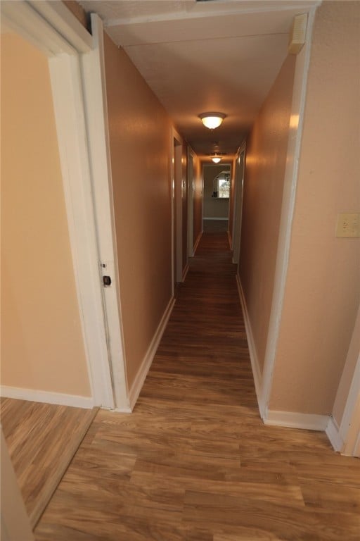 hallway featuring wood-type flooring