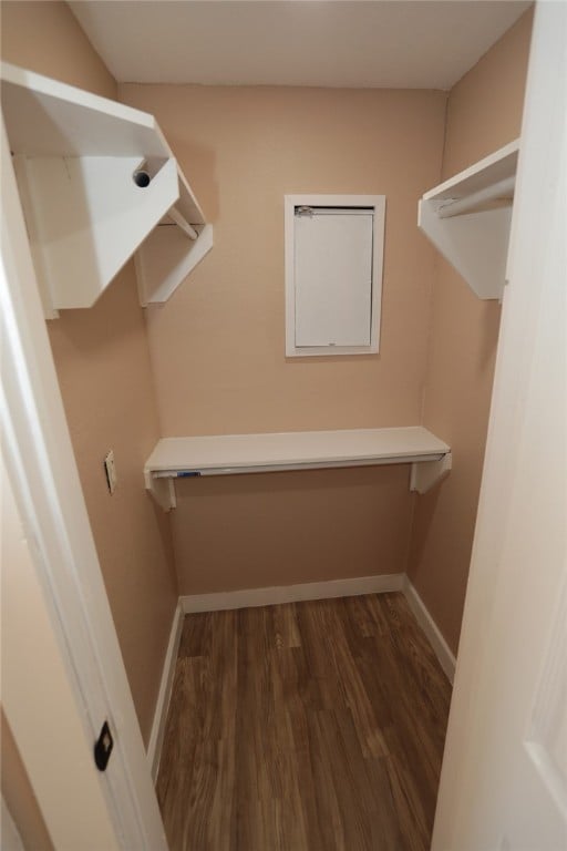 walk in closet featuring dark hardwood / wood-style flooring