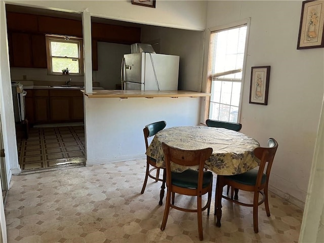 dining area featuring sink and a healthy amount of sunlight