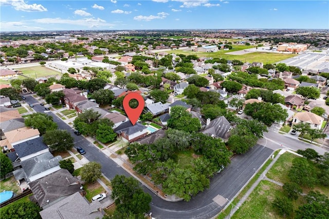 drone / aerial view with a residential view