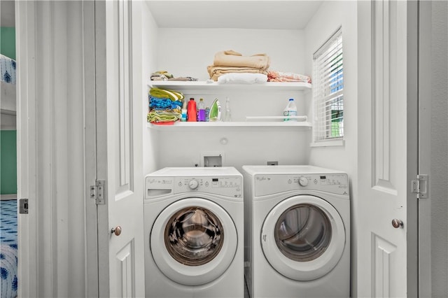 laundry area featuring laundry area and washing machine and dryer