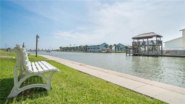 water view with a gazebo