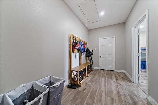 mudroom with light wood-type flooring