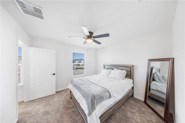 bedroom with carpet and ceiling fan