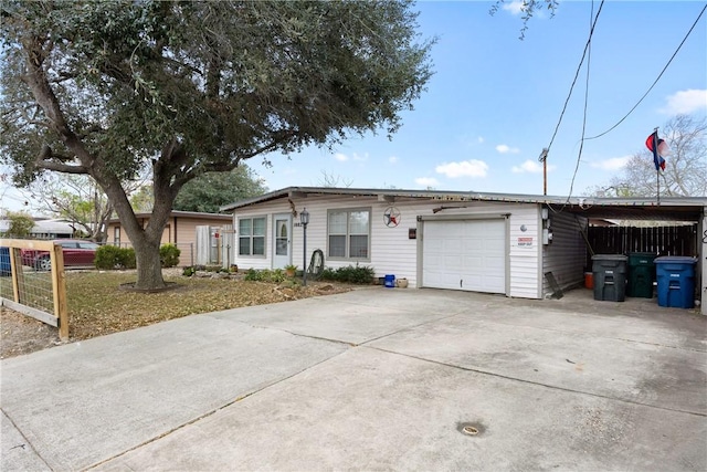 single story home featuring a garage