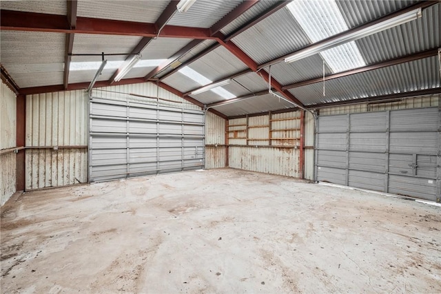 garage with metal wall