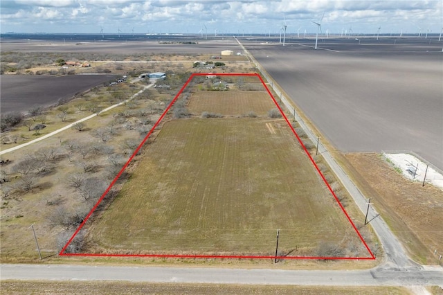 aerial view with a rural view