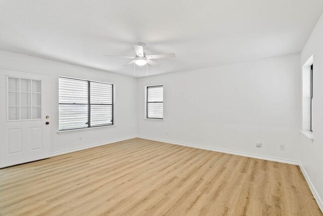 2201 Woodcrest Dr, Corpus Christi, TX 78418 - spare room featuring a ceiling fan and light wood-style flooring