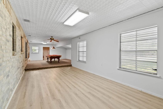 2201 Woodcrest Dr, Corpus Christi, TX 78418 - unfurnished room with pool table, light wood finished floors, and a ceiling fan