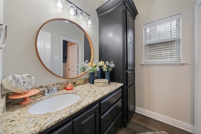 bathroom featuring wood-type flooring and vanity