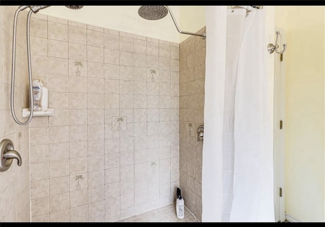 bathroom featuring a shower with curtain