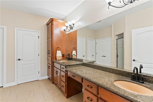 4529 Ballad Tree Dr, Corpus Christi, TX 78410 - full bath with double vanity, tile patterned flooring, and a shower
