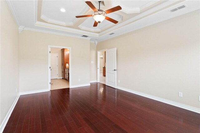 4529 Ballad Tree Dr, Corpus Christi, TX 78410 - unfurnished bedroom featuring crown molding, wood finished floors, and a ceiling fan