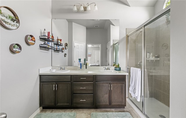 6754 Mikayla St, Corpus Christi, TX 78413 - full bathroom with double vanity and a shower stall