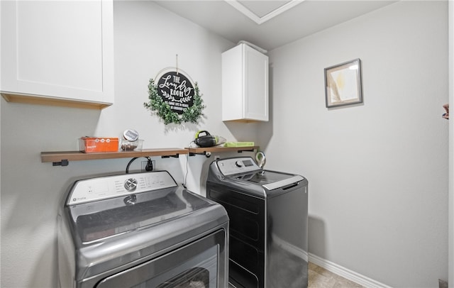 6754 Mikayla St, Corpus Christi, TX 78413 - washroom featuring washing machine and dryer, cabinet space, and baseboards