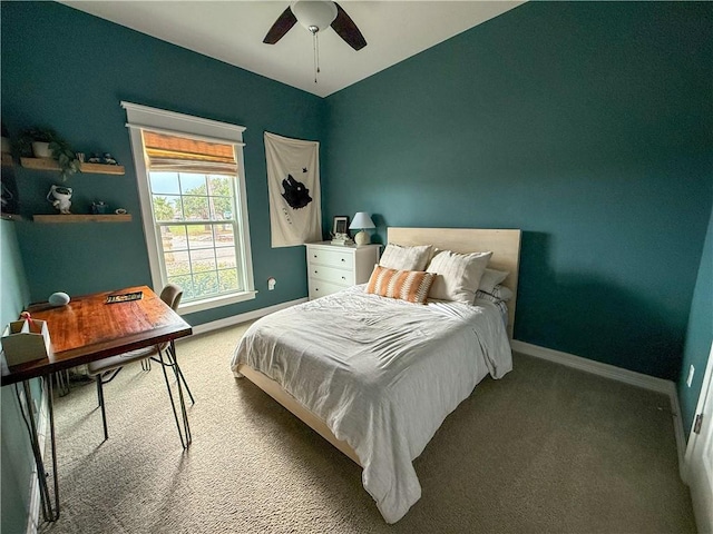 15114 Barataria Dr, Corpus Christi, TX 78418 - bedroom with carpet floors, a desk, and a ceiling fan