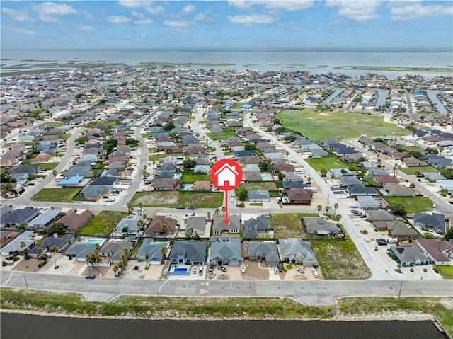 15114 Barataria Dr, Corpus Christi, TX 78418 - aerial view of property's location with a nearby body of water and nearby suburban area