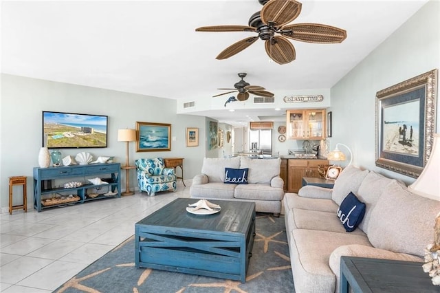 view of tiled living room