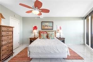 bedroom featuring ceiling fan