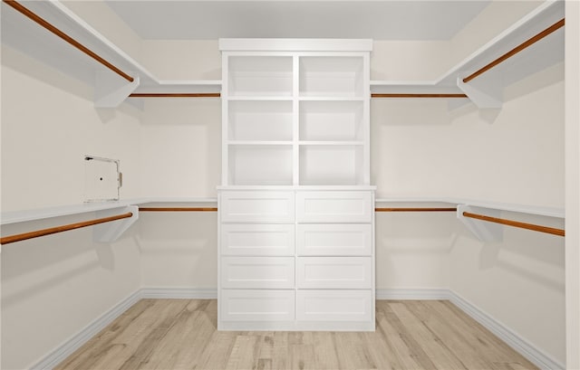 spacious closet featuring light hardwood / wood-style floors