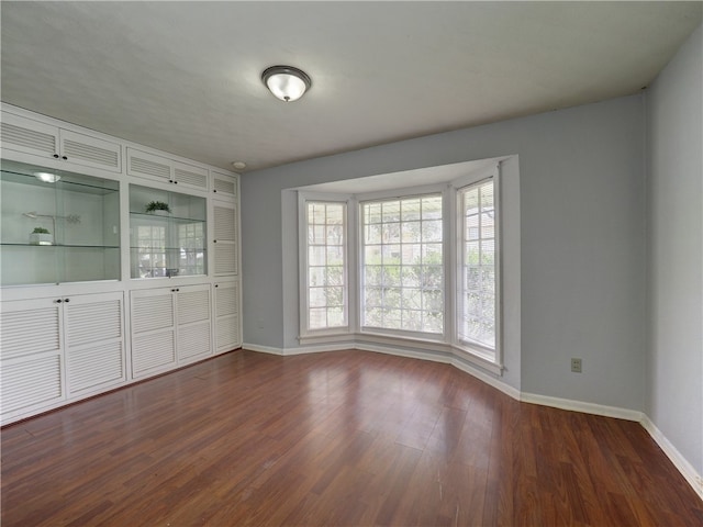 spare room featuring dark wood-type flooring