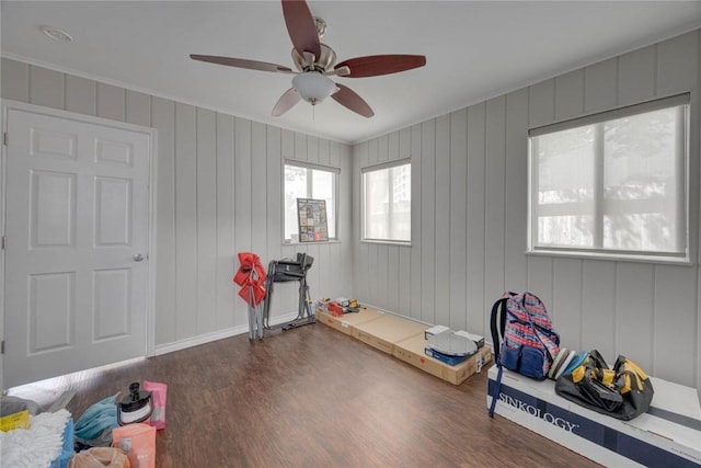 239 Purl Pl, Corpus Christi, TX 78412 - game room with dark wood-type flooring and ceiling fan
