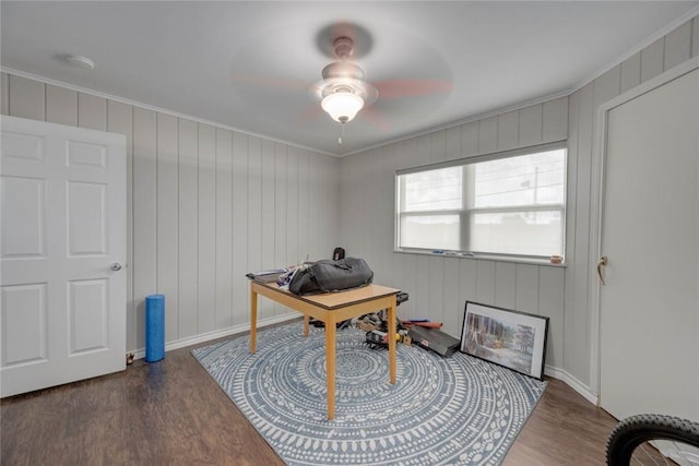 239 Purl Pl, Corpus Christi, TX 78412 - office with ornamental molding, wood finished floors, and ceiling fan