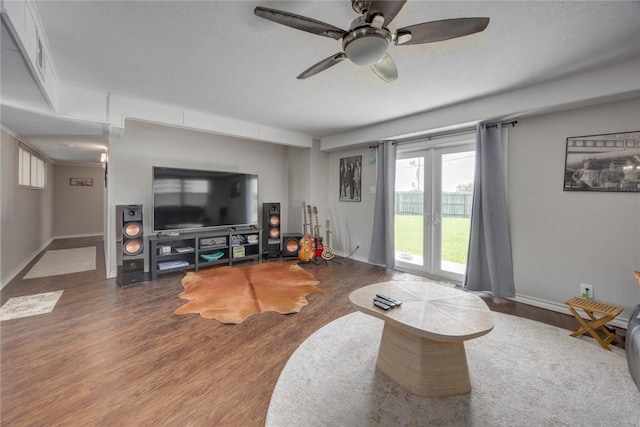 239 Purl Pl, Corpus Christi, TX 78412 - living room featuring a ceiling fan and wood finished floors