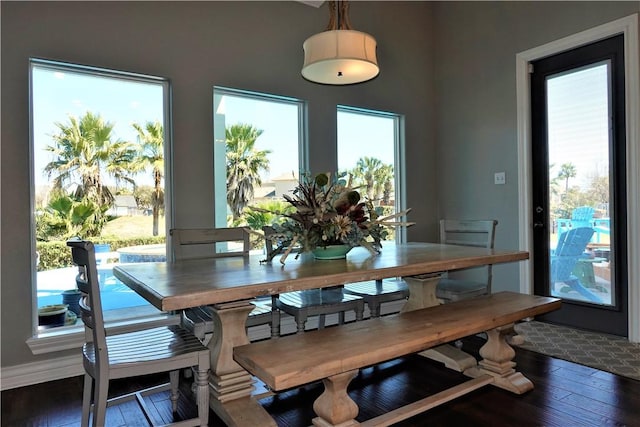 dining space featuring hardwood / wood-style flooring