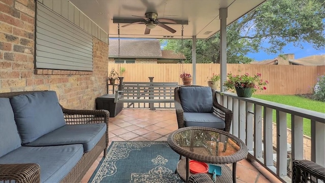5301 Bromley Dr, Corpus Christi, TX 78413 - fenced backyard with a ceiling fan and a patio area
