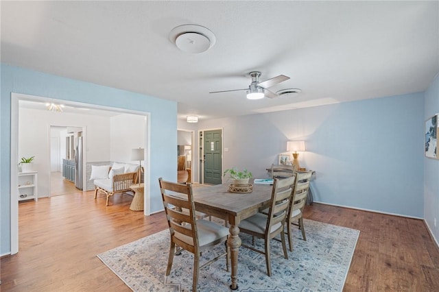6622 Pharaoh Dr, Corpus Christi, TX 78412 - dining space featuring wood finished floors and a ceiling fan