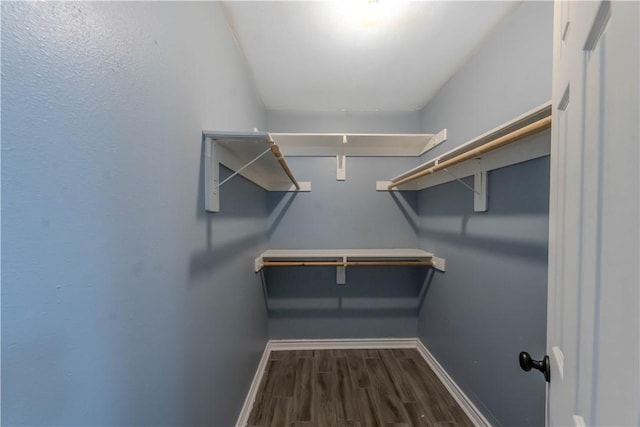 spacious closet with wood finished floors