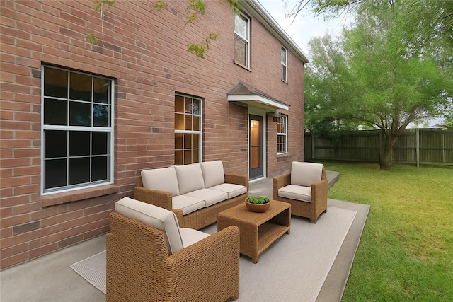 2906 Alice Ln, Kingsville, TX 78363 - view of patio with an outdoor living space and a fenced backyard