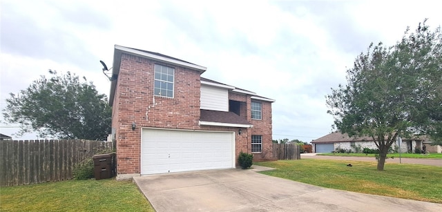 2906 Alice Ln, Kingsville, TX 78363 - view of home's exterior with concrete driveway, fence, brick siding, an attached garage, and a yard