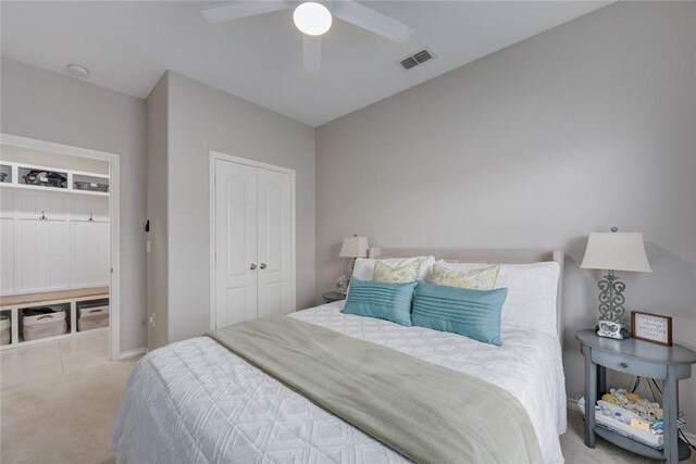 7522 Bell Isle, Corpus Christi, TX 78414 - bedroom with carpet, a closet, and a ceiling fan