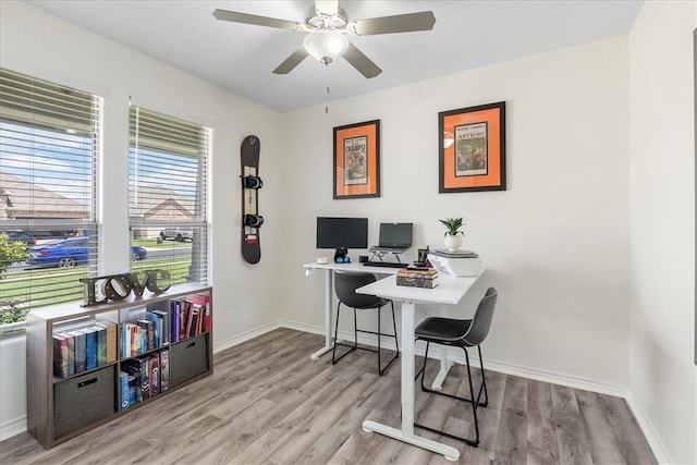 8129 Resplandor St, Corpus Christi, TX 78414 - office area with wood finished floors, baseboards, and ceiling fan