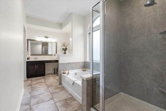 8129 Resplandor St, Corpus Christi, TX 78414 - full bath with a shower stall, vanity, a bath, and tile patterned flooring