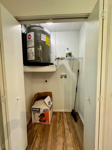 washroom with hardwood / wood-style floors, electric dryer hookup, and hookup for a washing machine