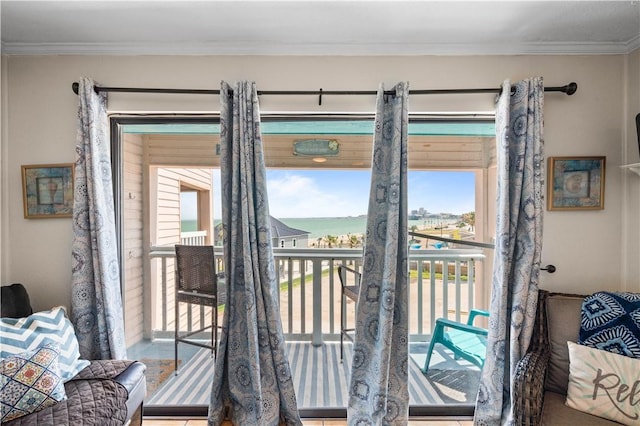 3938 Surfside Blvd Unit 1316, Corpus Christi, TX 78402 - entryway featuring crown molding and a water view