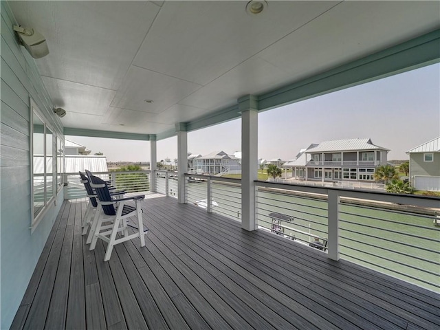 deck with a residential view