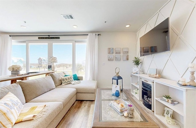 living room featuring light wood-type flooring