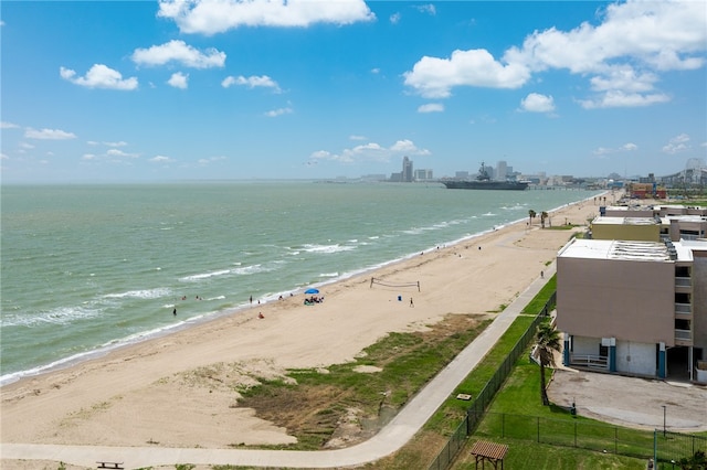 property view of water with a beach view