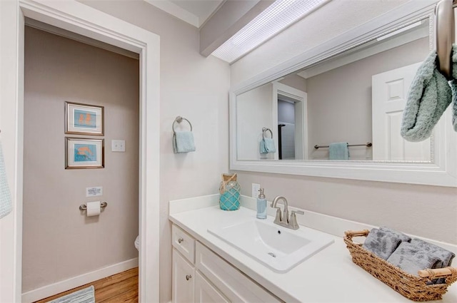 3 Mazatlan Dr, Rockport, TX 78382 - bathroom with wood finished floors, baseboards, toilet, and vanity