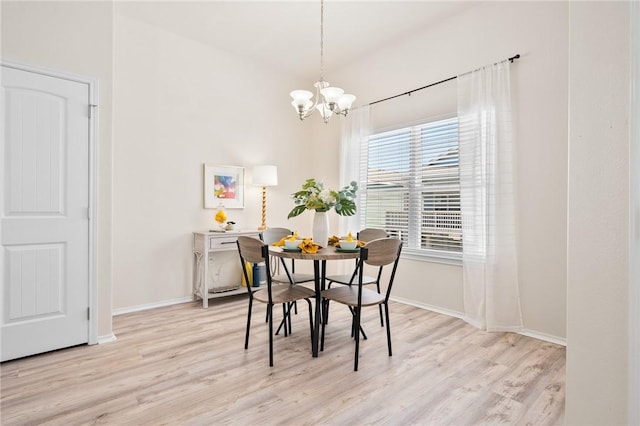 115 N Nautica, Rockport, TX 78382 - dining room featuring a chandelier, light wood-style flooring, and baseboards