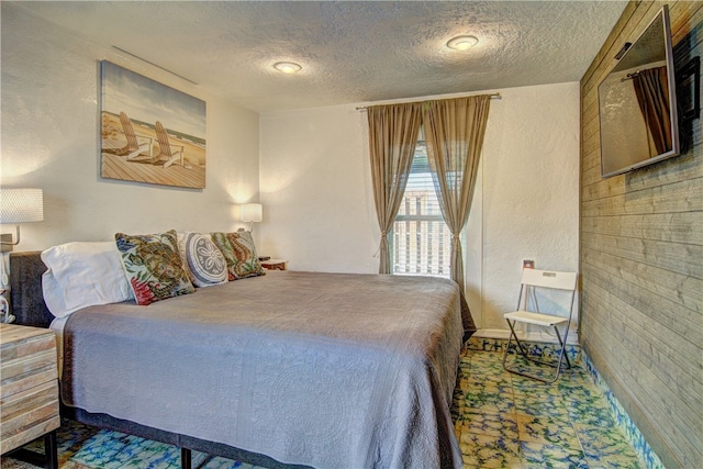 bedroom with a textured ceiling