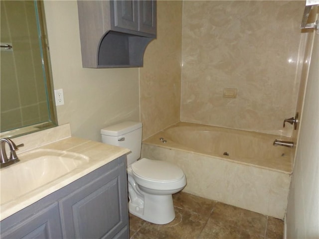 full bathroom featuring vanity, toilet, and shower / bathing tub combination