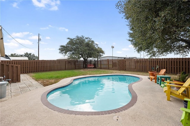 view of swimming pool featuring a patio area