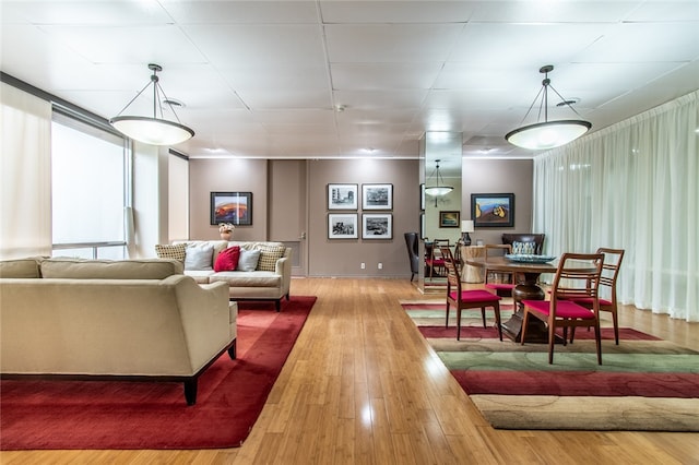 living room with wood-type flooring